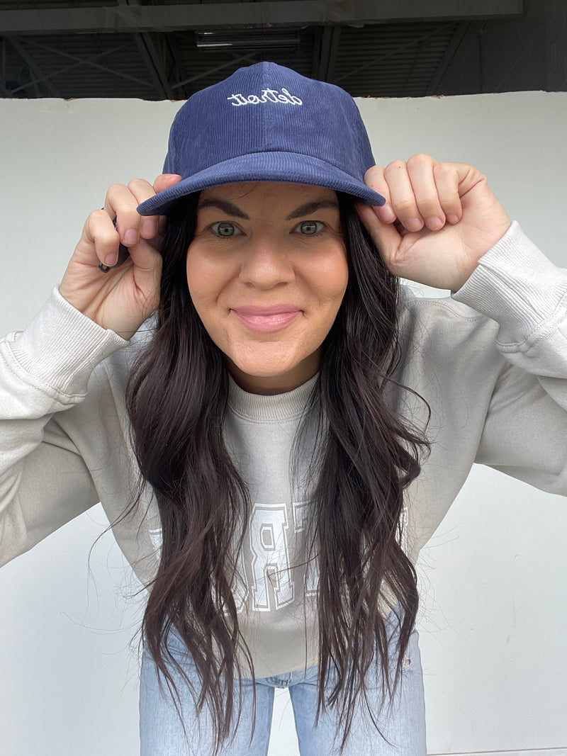 Navy Detroit Corduroy Embroidered Hats