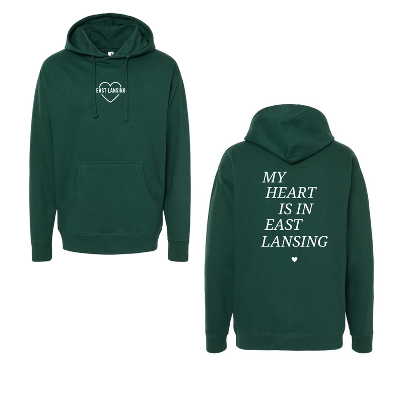 Heart in East Lansing Green Hoodie
