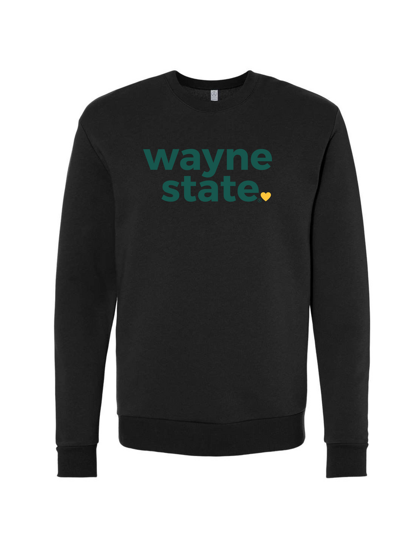 Wayne State Licensed Black Premium Cozy Crew