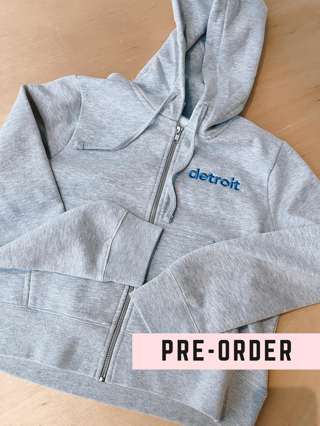 Detroit Embroidered Grey Cropped Zip-Up Hoodie – Kiloh + Co.