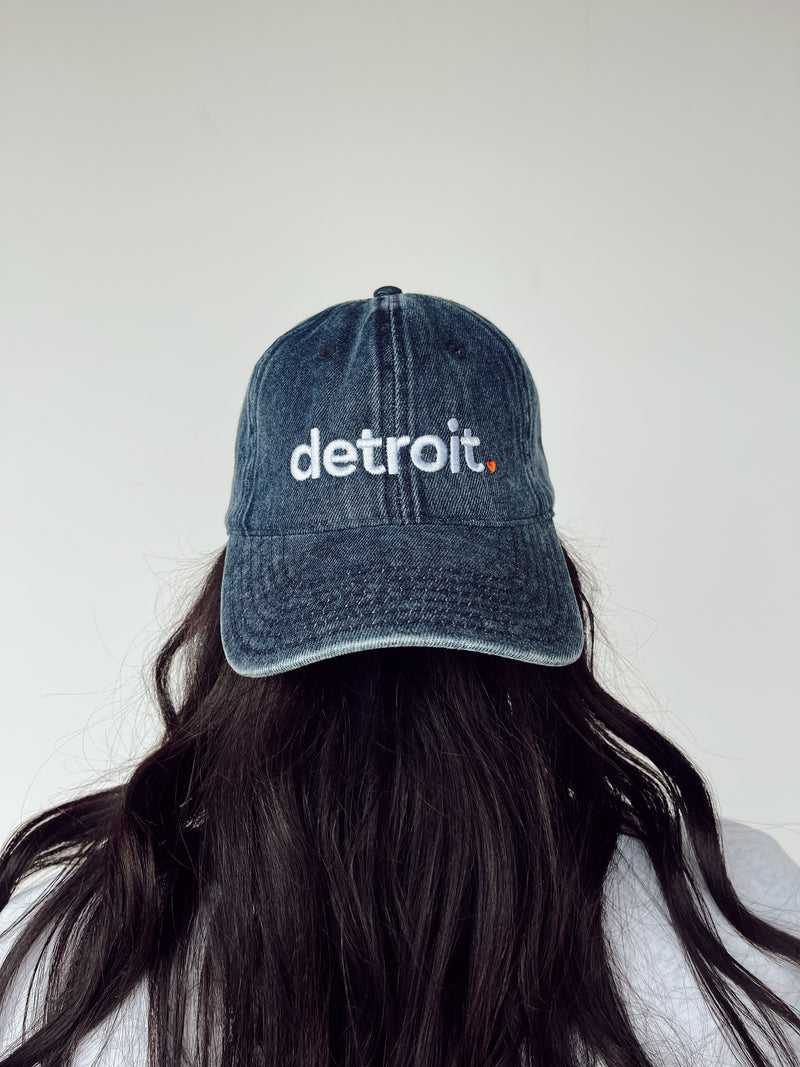 Detroit Navy Denim Embroidered Hat