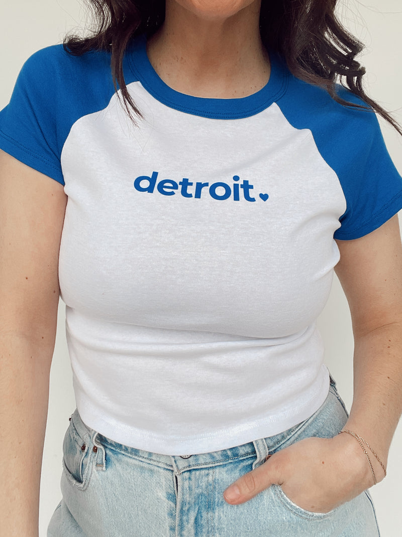 Detroit Fitted Blue Crop Tee