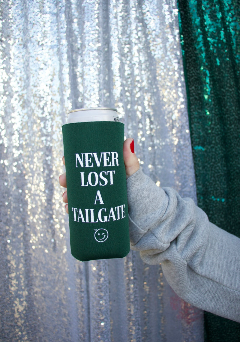 Never Lost a Tailgate Slim Can Coozie