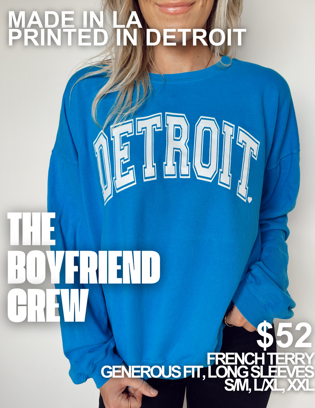 Detroit Blue Boyfriend Crew