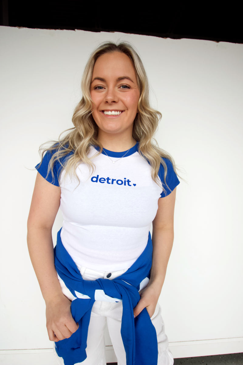 Detroit Fitted Blue Crop Tee