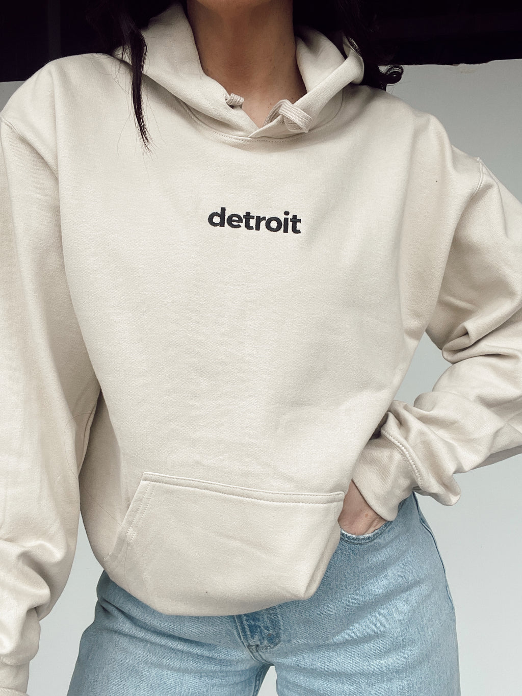 Detroit Embroidered Sand Hoodie