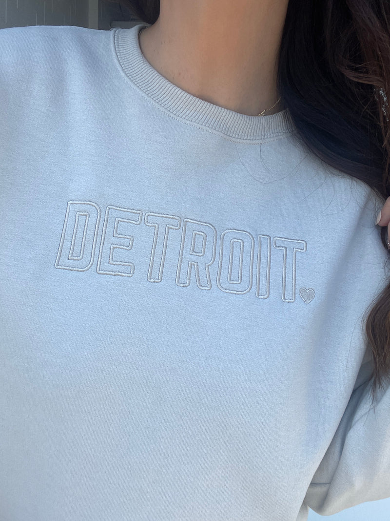 Detroit Sand Middie Embroidered Crew