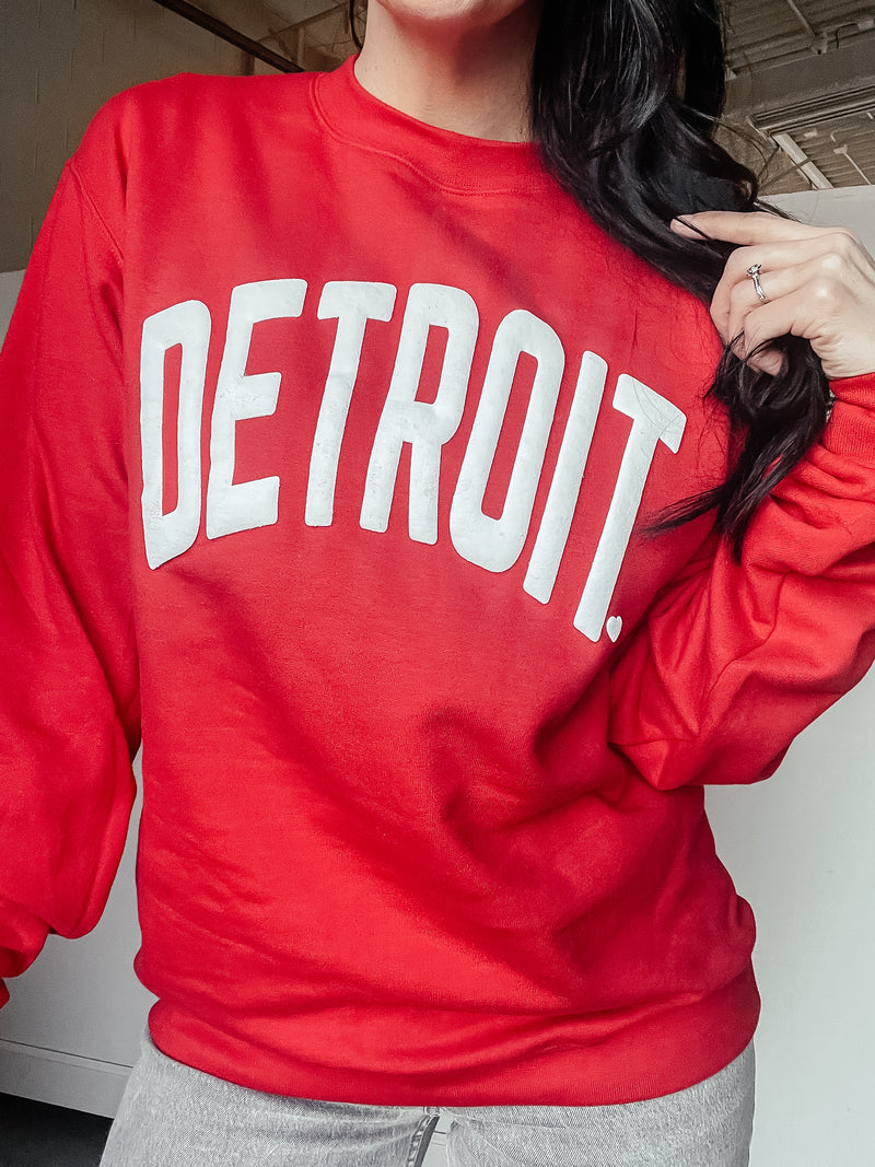 Detroit Red Puffy Crew