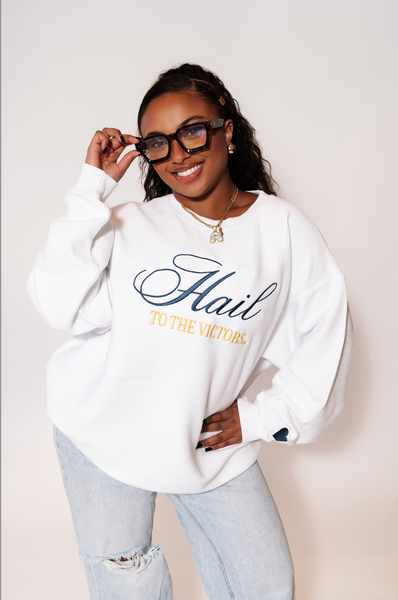 Hail to the Victors Licensed Embroidered Corded Crew – Kiloh + Co.