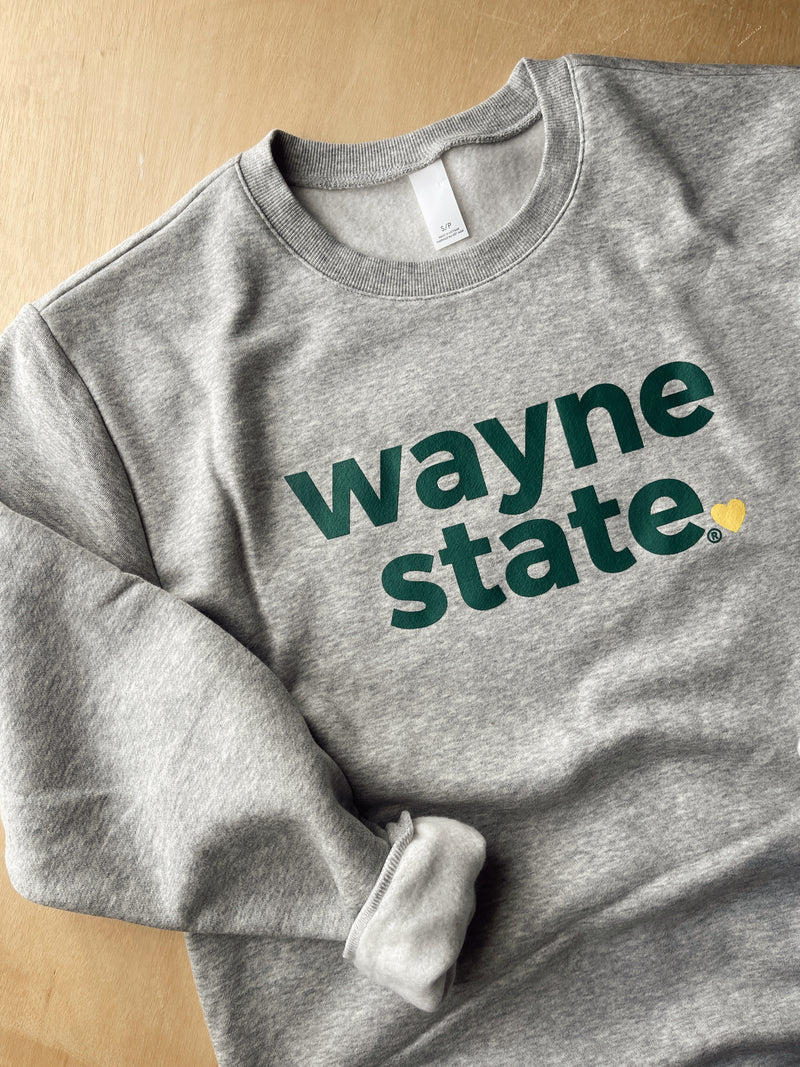 Wayne State Licensed Grey Premium Cozy Crew
