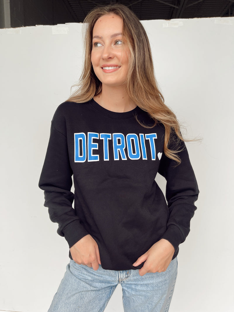 Detroit Black + Blue Premium Cozy Crew