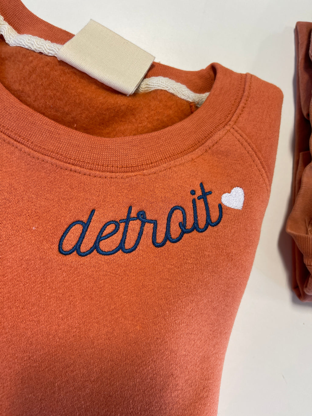 Detroit Vintage Orange Embroidered Neckline