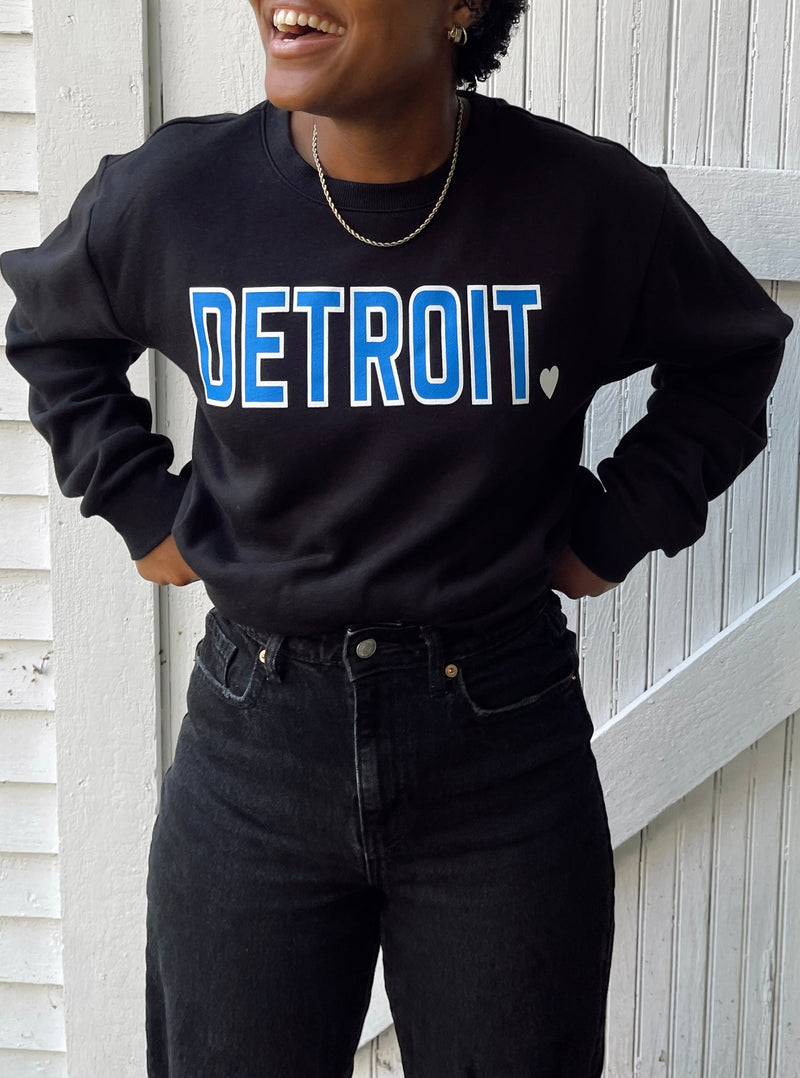 Detroit Black + Blue Premium Cozy Crew