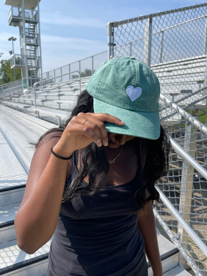 Green Heart Embroidered Hat