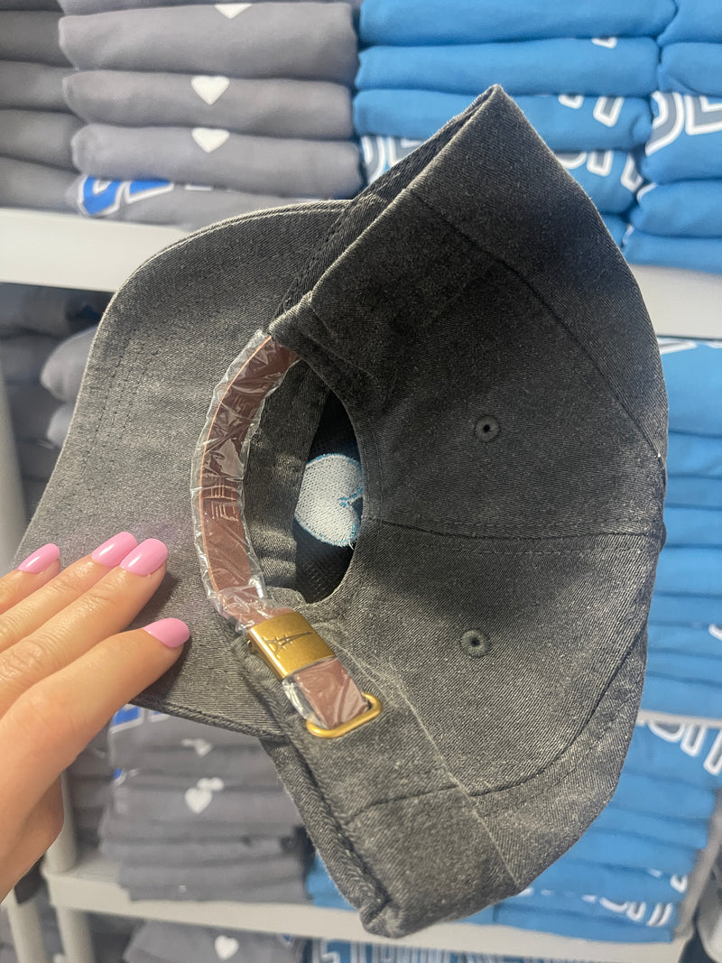 Game Day Embroidered Grey + Blue Heart Hat