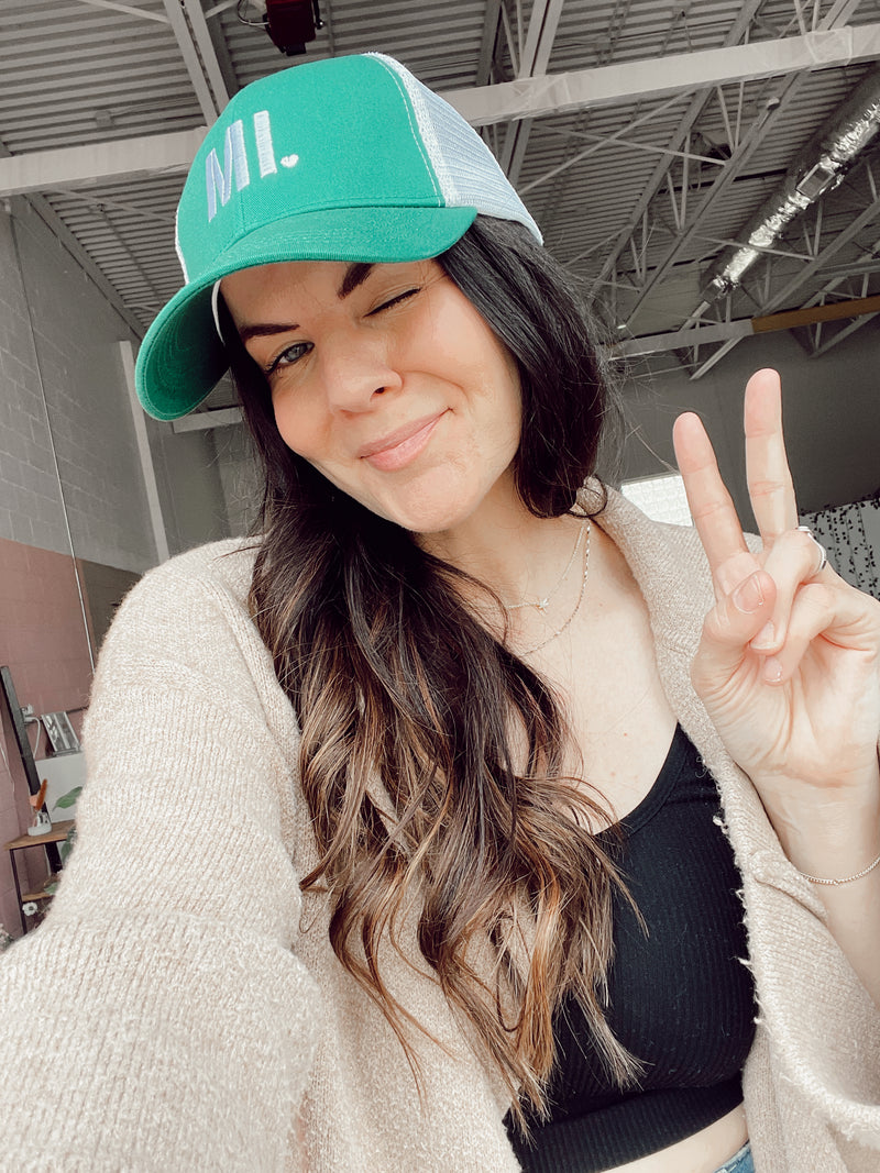 MI Green Embroidered Trucker Hat  (FINAL SALE)