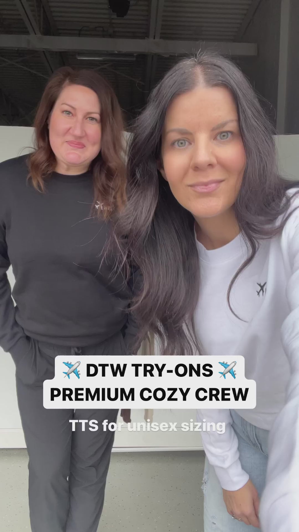 Airplane Embroidered White Premium Cozy Crew
