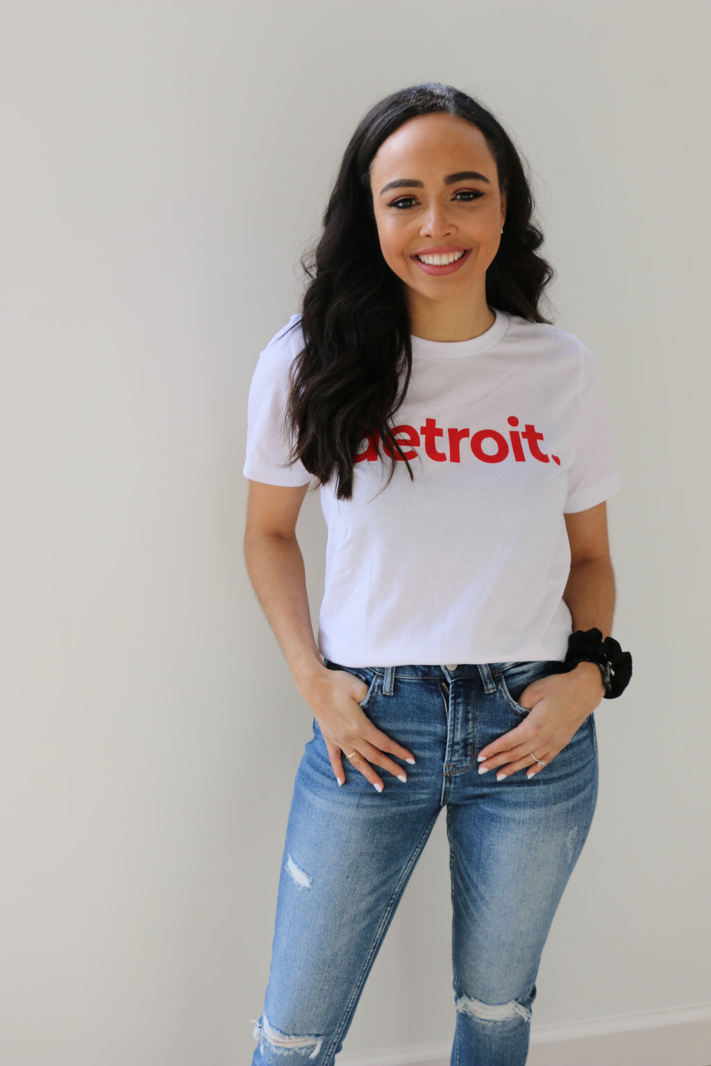 Detroit Red + White Classic Crew Tee