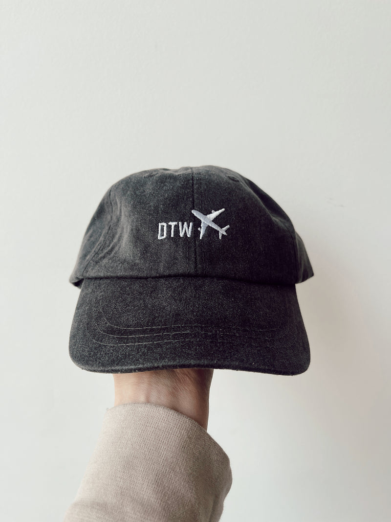 Airplane Embroidered Charcoal Black Hat