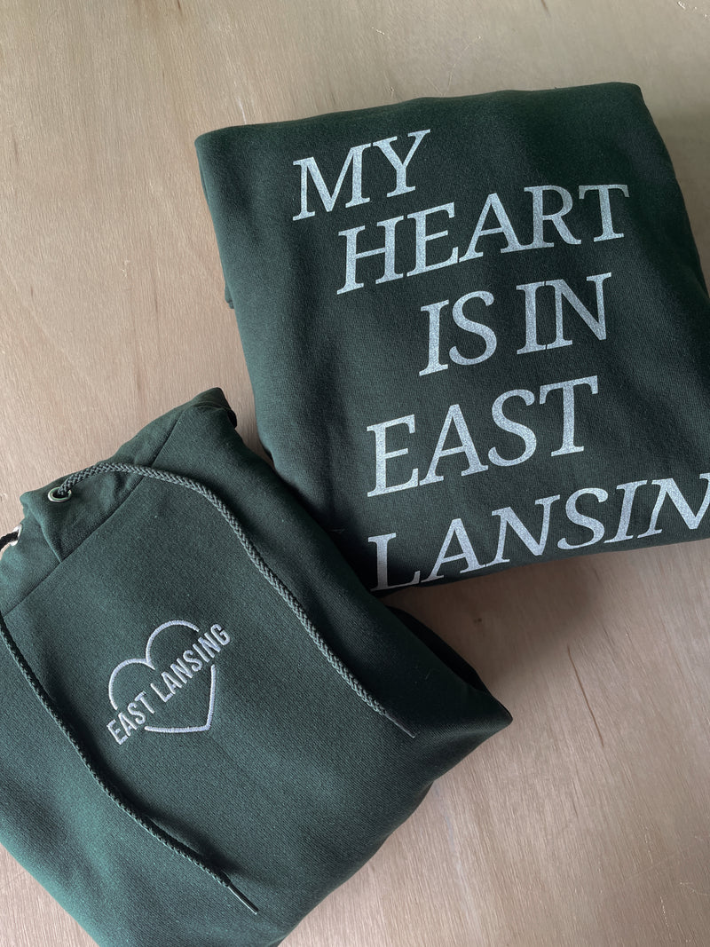 Heart in East Lansing Green Hoodie