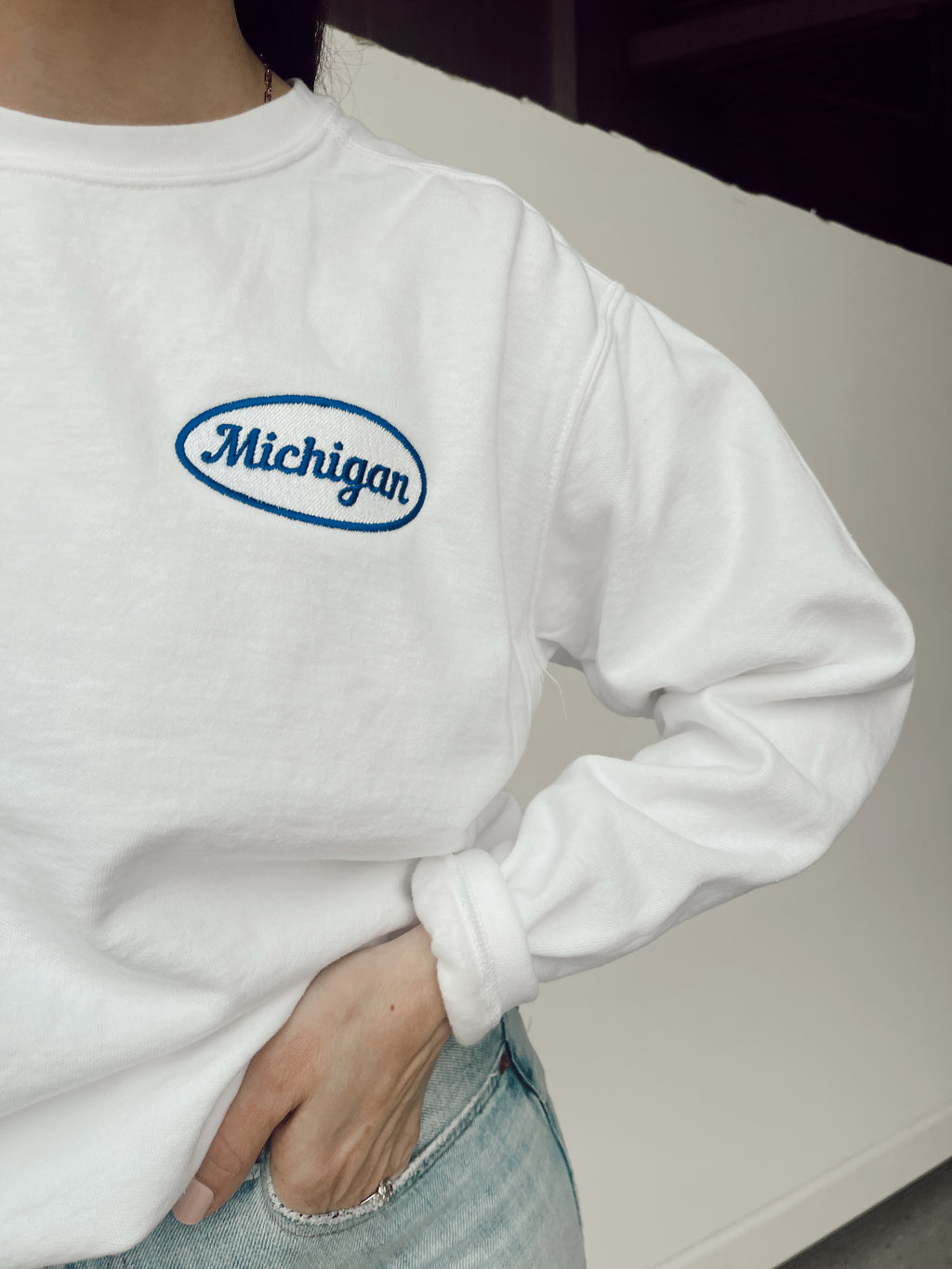 Michigan Embroidered Patch Comfort Colors Crew (final sale)