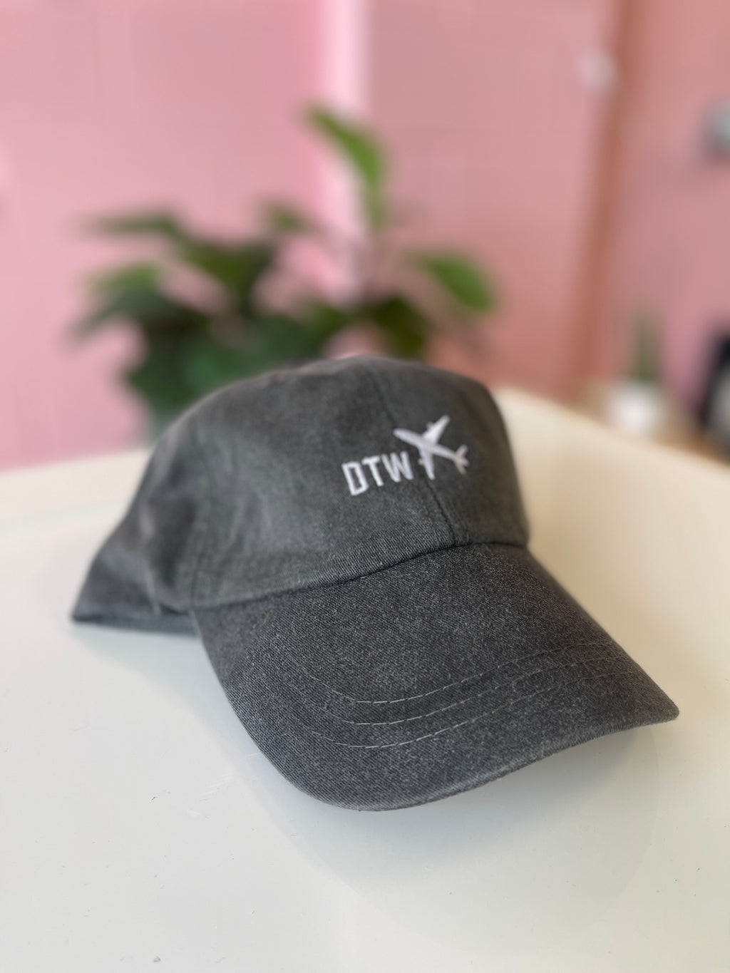 Airplane Embroidered Charcoal Black Hat