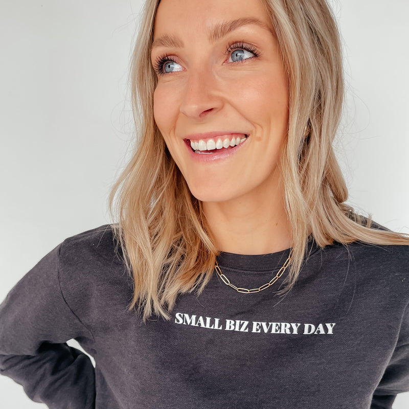 Small Biz Every Day Heather Black Crew (all sales final!)