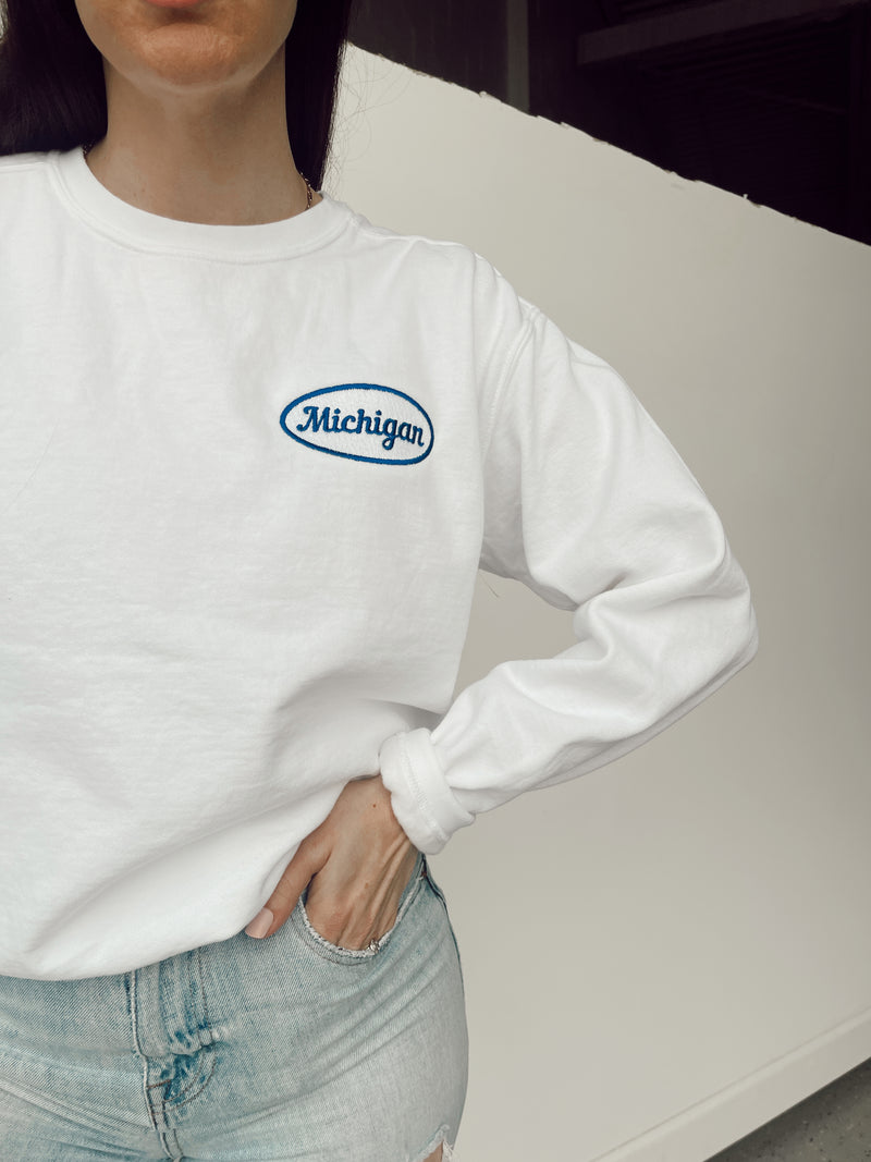 Michigan Embroidered Patch Comfort Colors Crew (final sale)